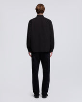 Camicia Utility In Tela Rustica Di Cotone Lino Nero