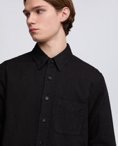 Camicia Utility In Tela Rustica Di Cotone Lino Nero