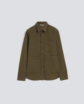 CAMICIA UTILITY IN TELA RUSTICA DI COTONE-LINO - MILITARE