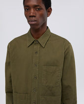 Camicia Utility In Tela Rustica Di Cotone Lino Militare