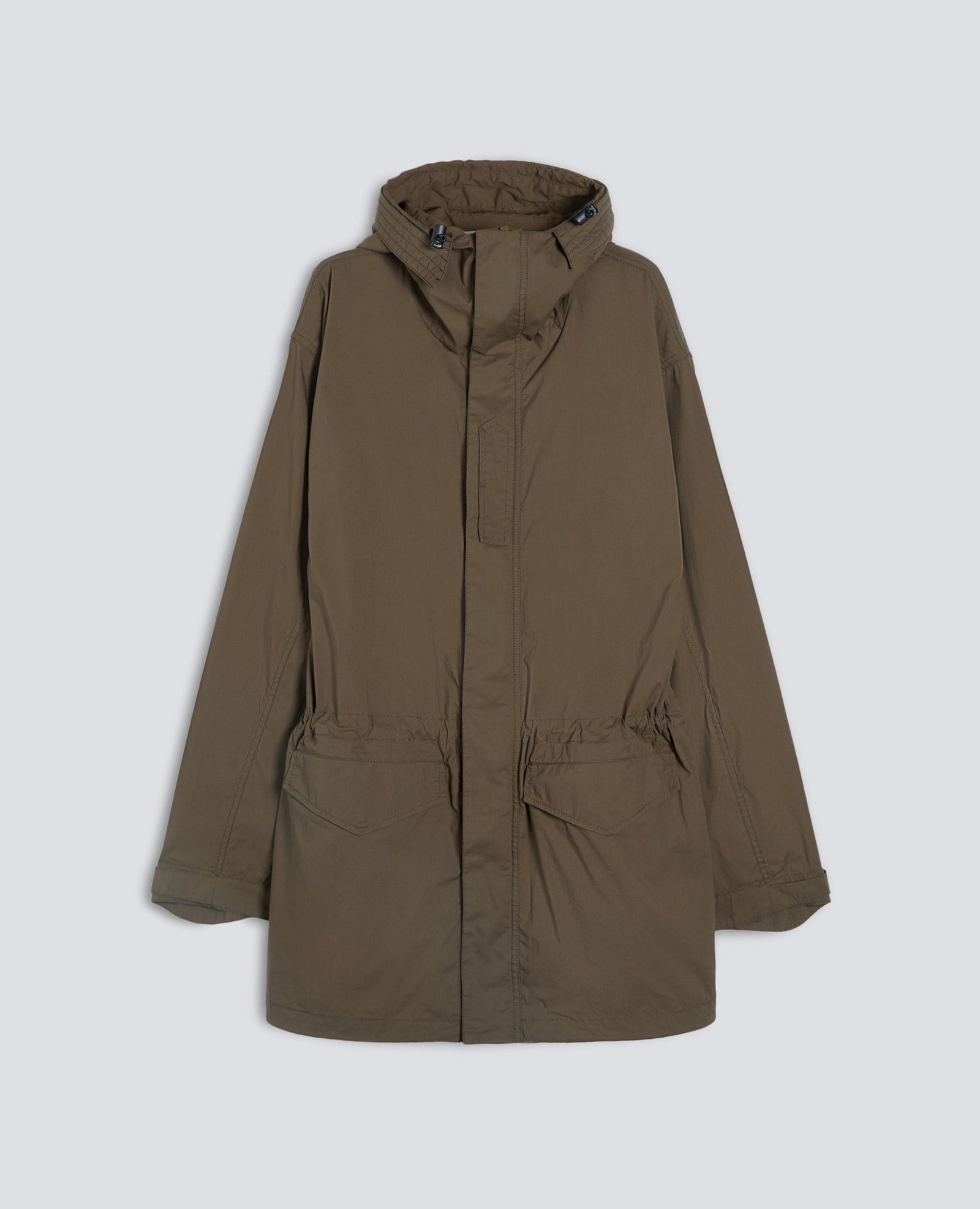 Parka In Popeline Di Cotone E Nylon Stretch Militare