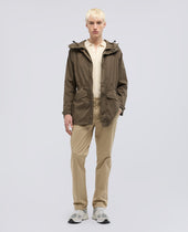 Parka In Popeline Di Cotone E Nylon Stretch Militare