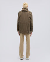 Parka In Popeline Di Cotone E Nylon Stretch Militare