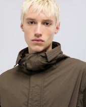 Parka In Popeline Di Cotone E Nylon Stretch Militare