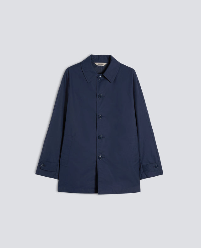 IMPERMEABILE IN COTONE DRY WAX - BLU