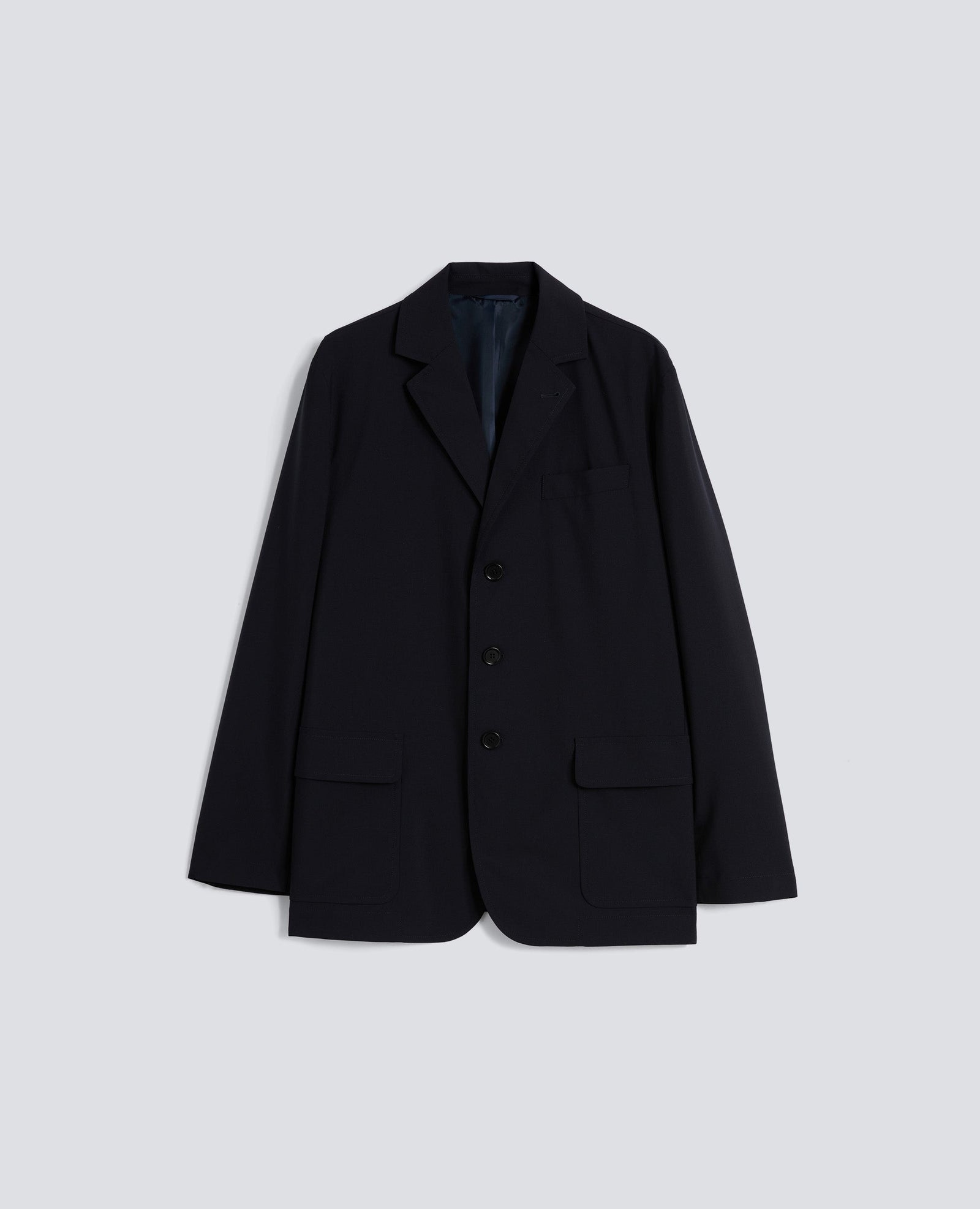 Blazer In Lana Poliestere Comfort Blu