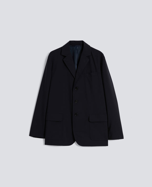 BLAZER IN LANA-POLIESTERE COMFORT - BLU/BLACK
