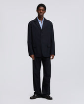 Blazer In Lana Poliestere Comfort Blu