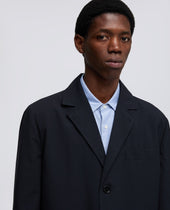 Blazer In Lana Poliestere Comfort Blu