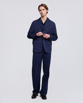 Blazer In Micro Twill Di Cotone Tinto Capo Bluette