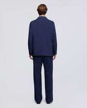 Blazer In Micro Twill Di Cotone Tinto Capo Bluette