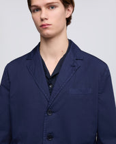 Blazer In Micro Twill Di Cotone Tinto Capo Bluette