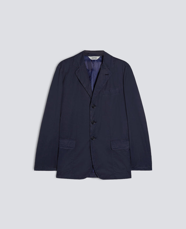 BLAZER IN MICRO TWILL DI COTONE TINTO CAPO - NAVY