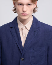 Blazer Sfoderato In Lino Bluette