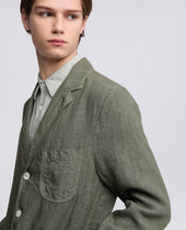 Blazer Sfoderato In Lino Verde