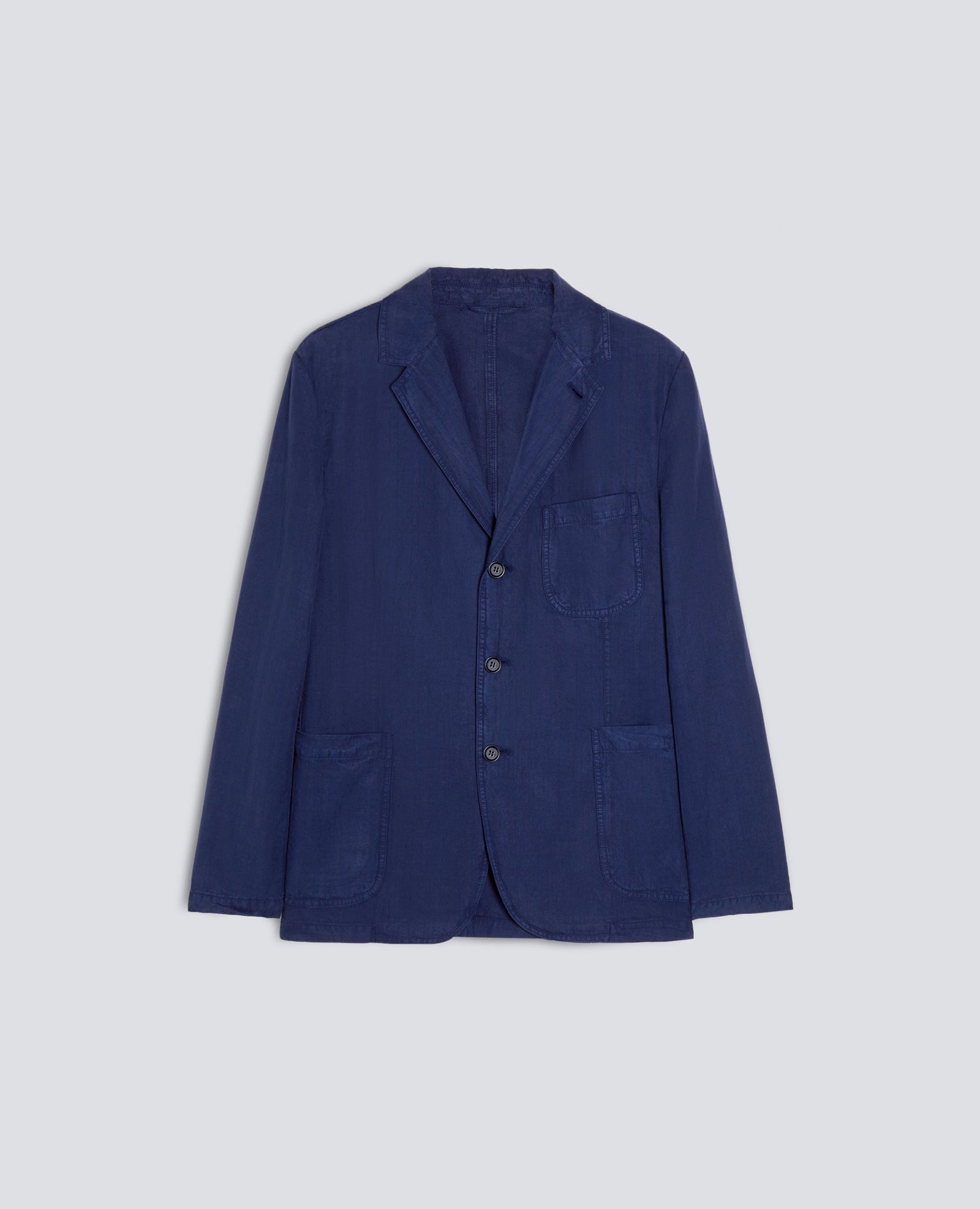 Blazer Samuraki In Spina Pesce Di Lyocell Lino E Cotone Tinto Capo Bluette