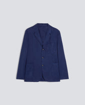 BLAZER SAMURAKI IN SPINA PESCE DI LYOCELL-LINO E COTONE TINTO CAPO - BLUETTE