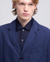 Blazer Samuraki In Spina Pesce Di Lyocell Lino E Cotone Tinto Capo Bluette