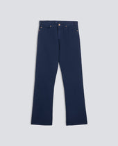 PANTALONE BOOT IN TELA RUSTICA DI COTONE E LINO, TINTO CAPO - AVIO