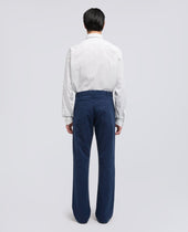 Pantalone Boot In Tela Rustica Di Cotone E Lino Tinto Capo Avio