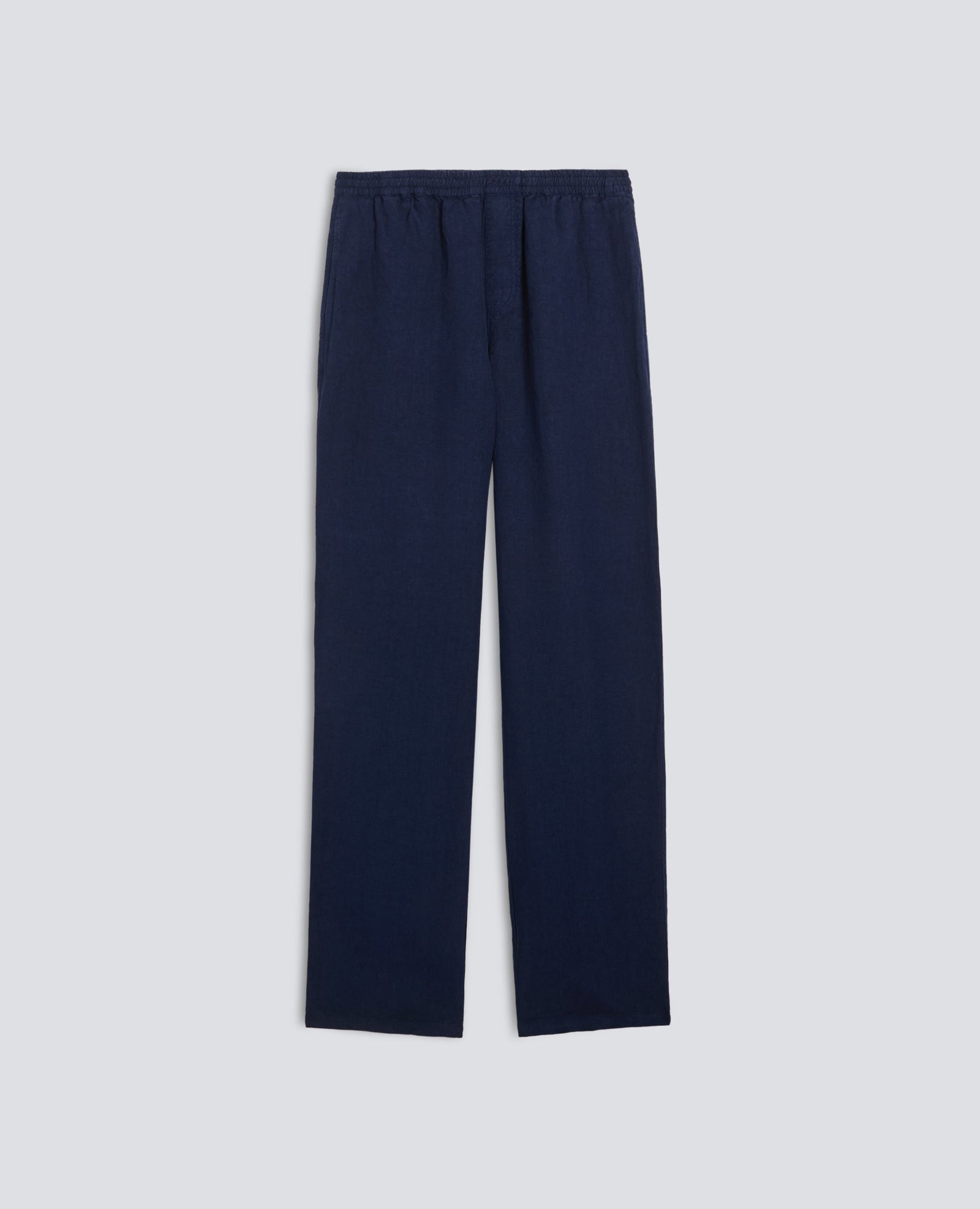 Pantalone Ventura In Tela Di Lino Compatta Tinto Capo Bluette