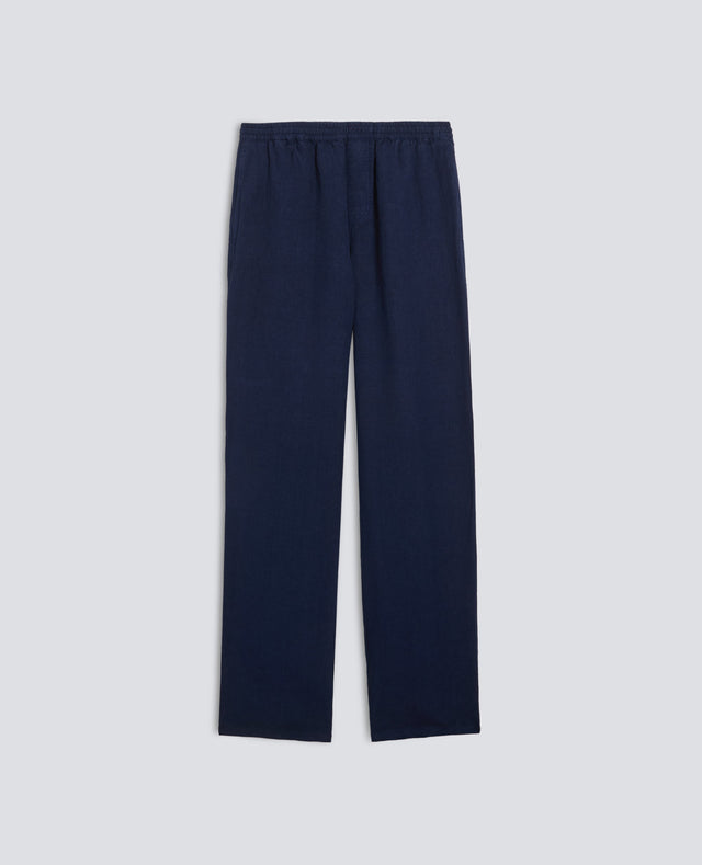 PANTALONE VENTURA IN TELA DI LINO COMPATTA TINTO CAPO - BLUETTE