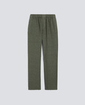 PANTALONE VENTURA IN TELA DI LINO COMPATTA TINTO CAPO - VERDE