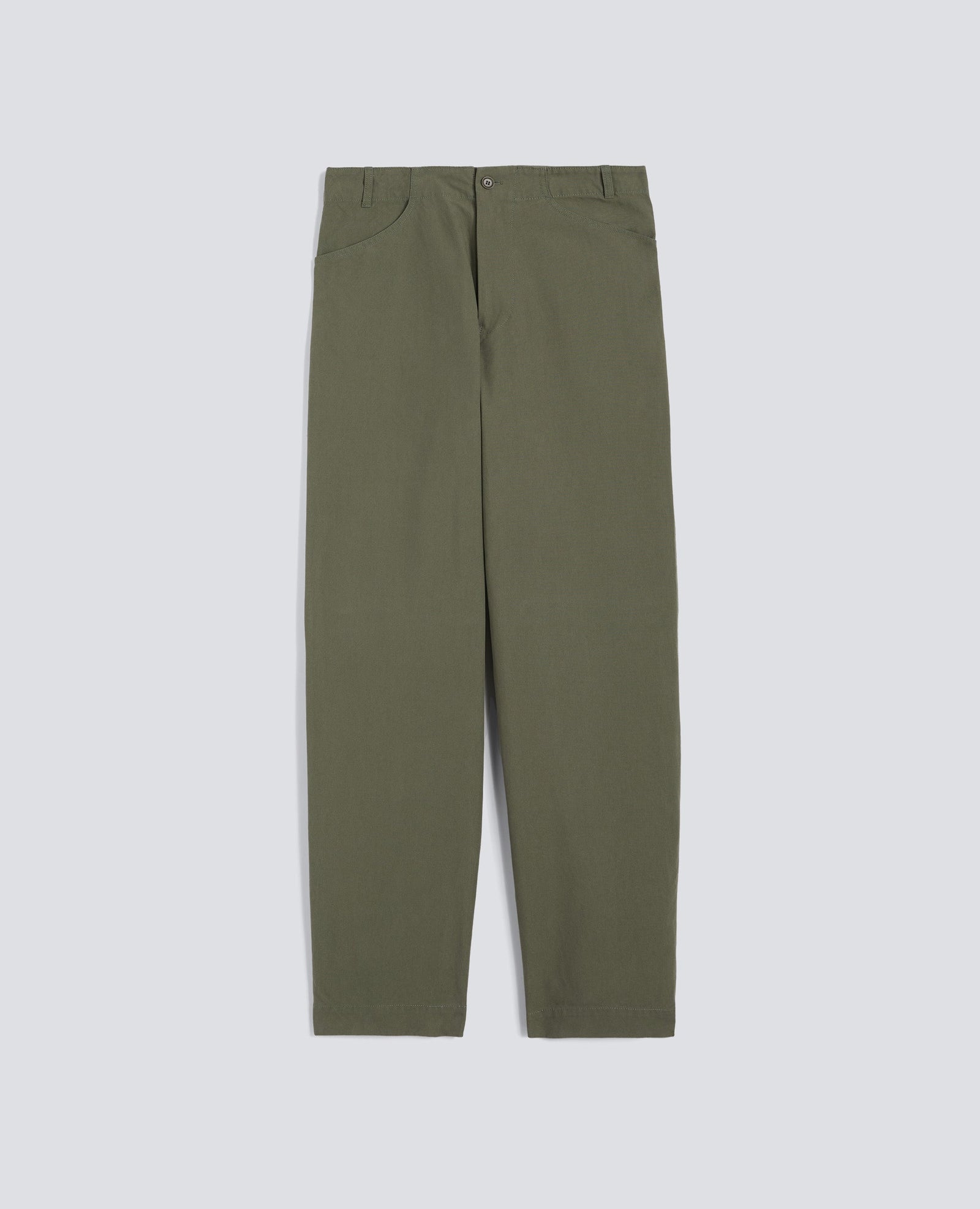 Pantalone In Canvas Di Cotone Tinto Pezza Oliva