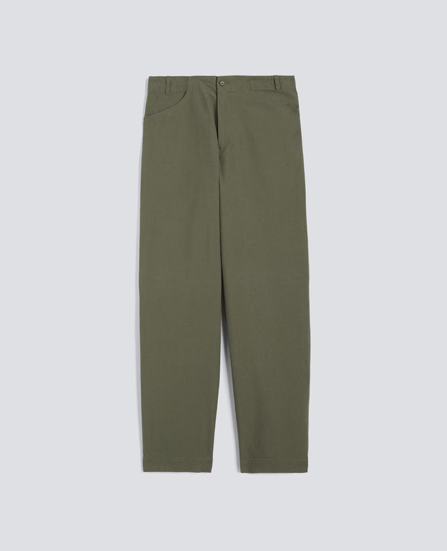 PANTALONE IN CANVAS DI COTONE TINTO PEZZA - OLIVA