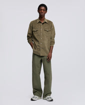 Pantalone In Canvas Di Cotone Tinto Pezza Oliva