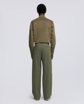 Pantalone In Canvas Di Cotone Tinto Pezza Oliva