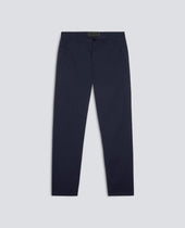PANTALONE CHINO IN POPELINE DI COTONE E NYLON STRETCH - NAVY