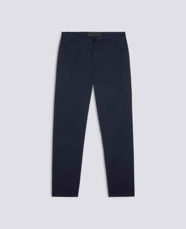 PANTALONE CHINO IN POPELINE DI COTONE E NYLON STRETCH - NAVY
