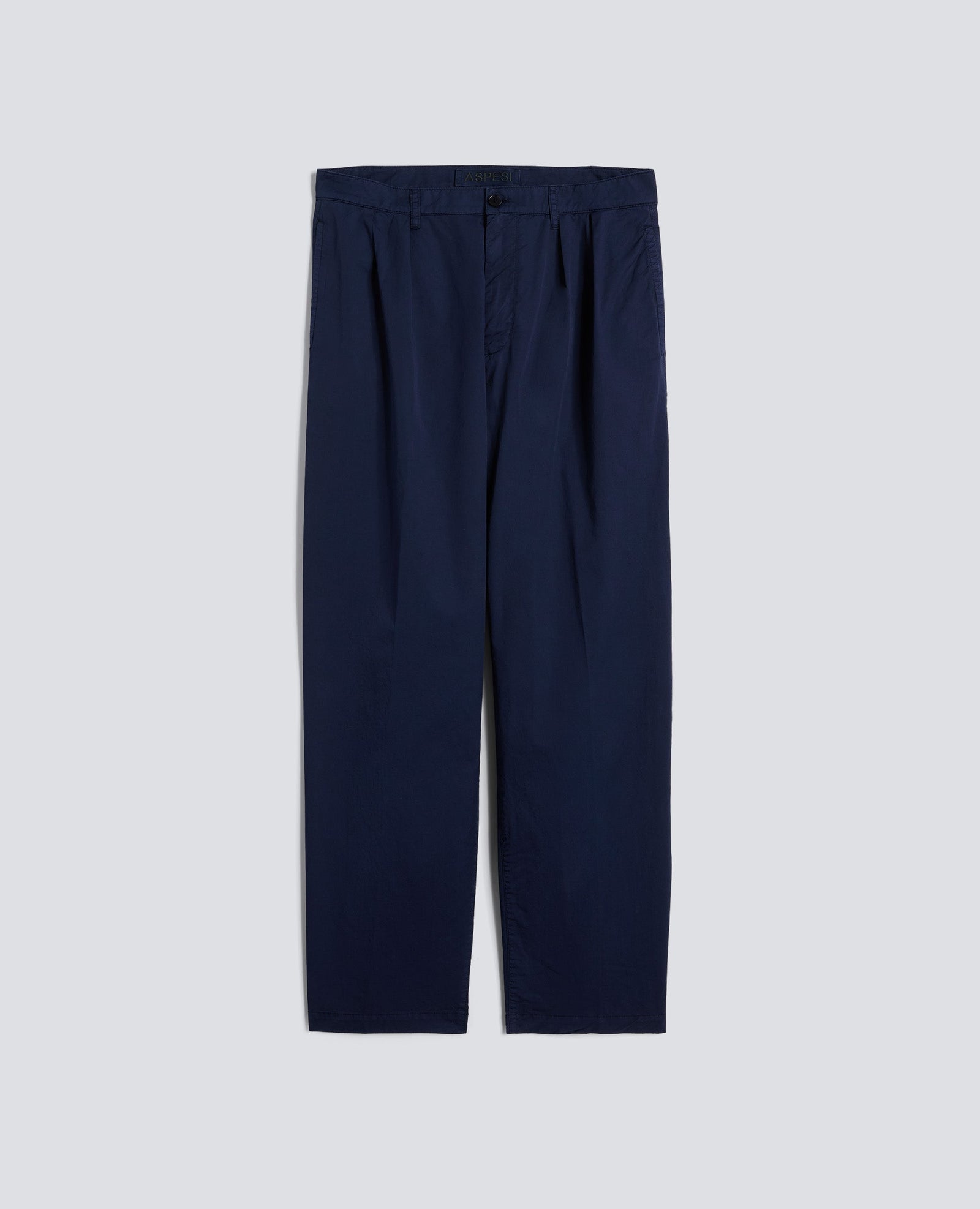Pantalone Doppia Pince In Micro Twill Di Cotone Bluette