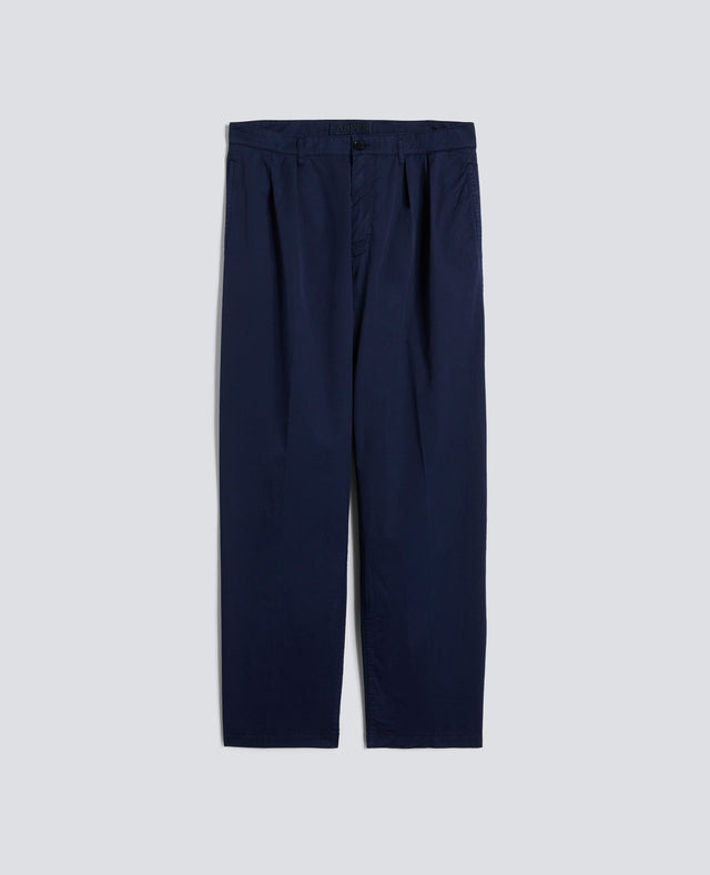 PANTALONE DOPPIA PINCE IN MICRO TWILL DI COTONE - BLUETTE