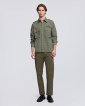 Pantalone In Twill Di Cotone Stretch Militare