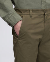 Pantalone In Twill Di Cotone Stretch Militare