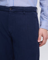 Pantalone Funzionale In Misto Cotone Lyocell E Lino Bluette