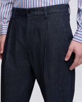 Pantalone Mono Pince In Di Cotone Leggero Scuro