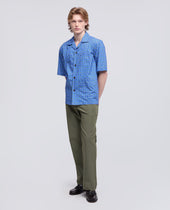 Pantalone In Cotone Lino Fiammato Verde