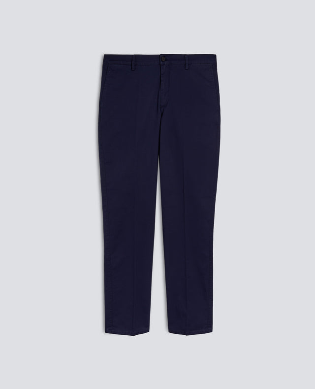 PANTALONE IN TWILL DI COTONE STRETCH - NAVY