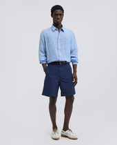 Bermuda In Cotone Lino Fiammato Bluette