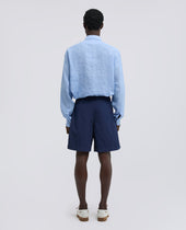 Bermuda In Cotone Lino Fiammato Bluette