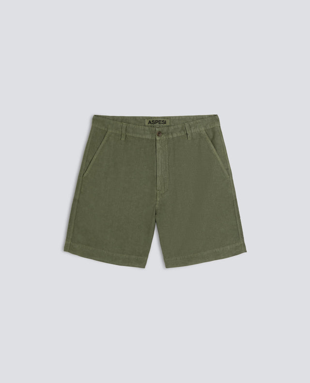 BERMUDA IN COTONE LINO FIAMMATO - VERDE