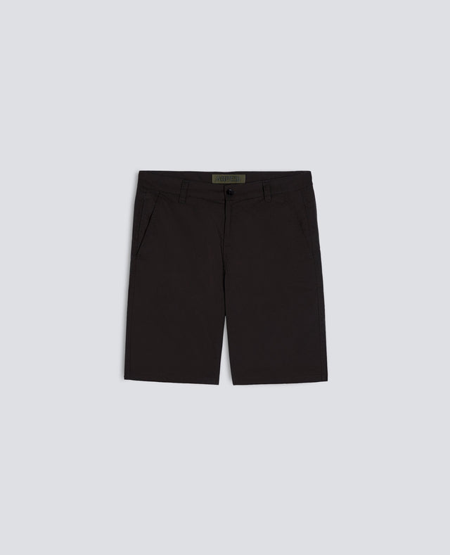 BERMUDA CHINO IN POPELINE DI COTONE E NYLON - NERO