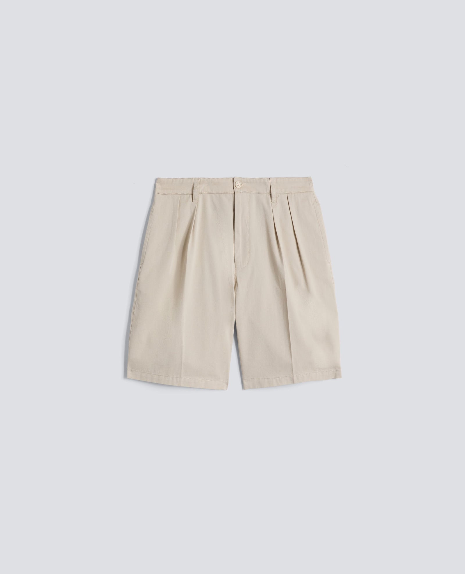 Bermuda Doppia Pince In Micro Twill Di Cotone Gesso
