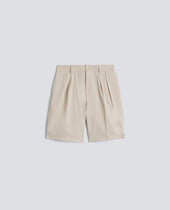 BERMUDA DOPPIA PINCE IN MICRO TWILL DI COTONE - GESSO