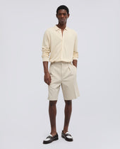 Bermuda Doppia Pince In Micro Twill Di Cotone Gesso