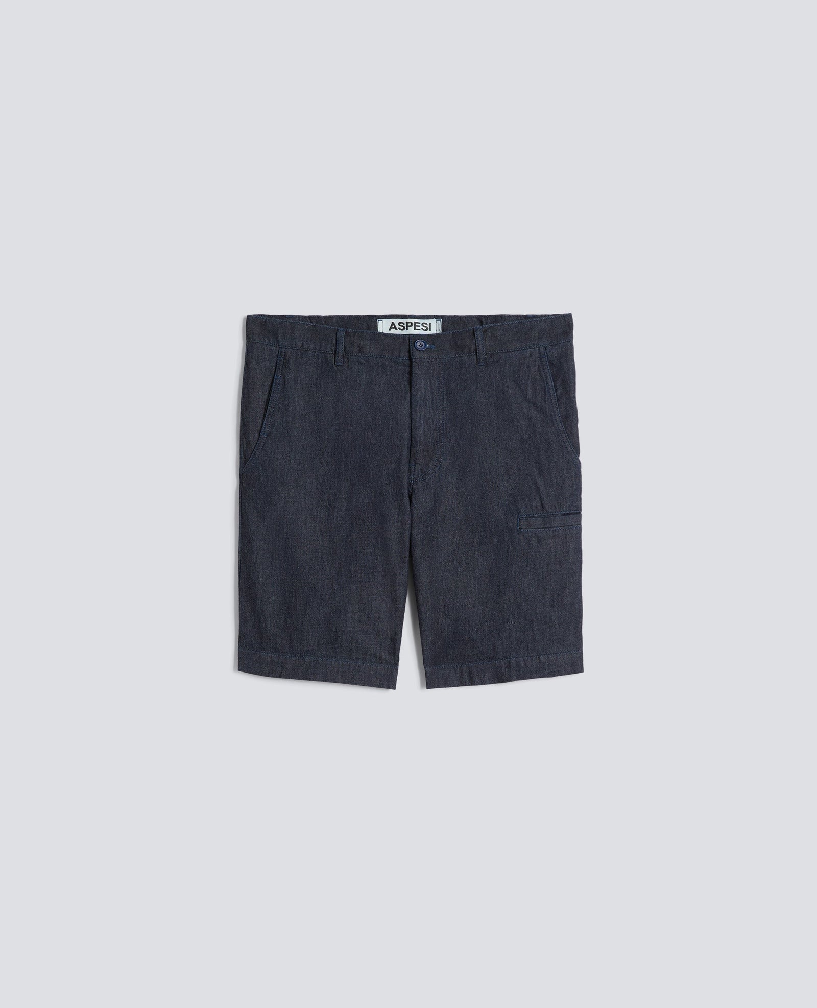 Bermuda In Denim Di Cotone Leggero Denim Scuro