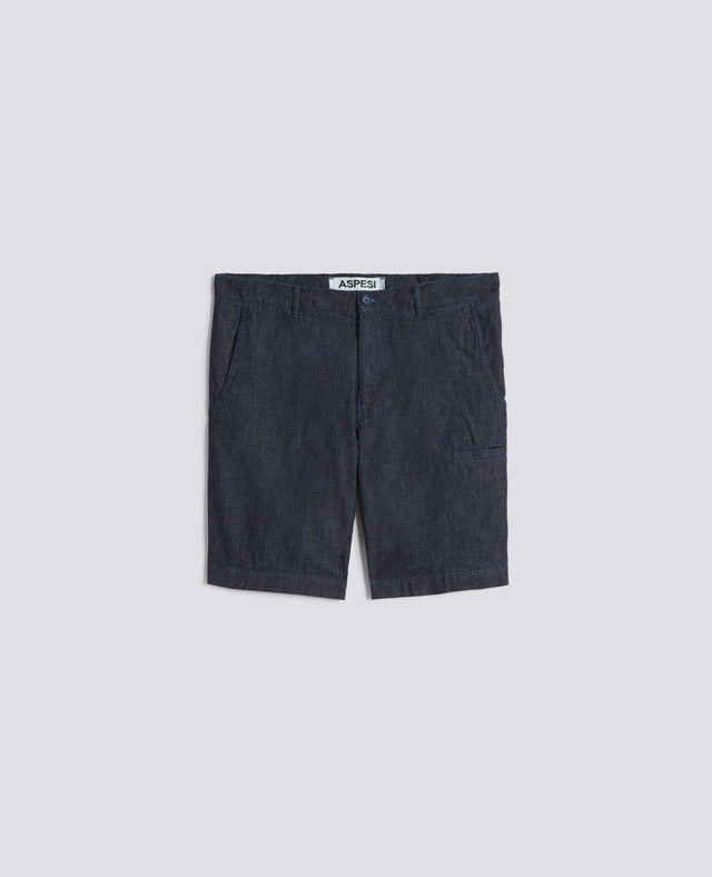 BERMUDA IN DENIM DI COTONE LEGGERO - DENIM SCURO